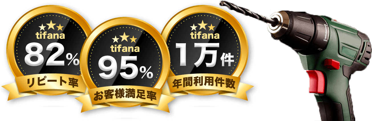 リピート率82% お客様満足率95% 年間利用件数1万件